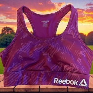Reebok Purple Printed Racerback Sports Bra Women’s Large L/G/G